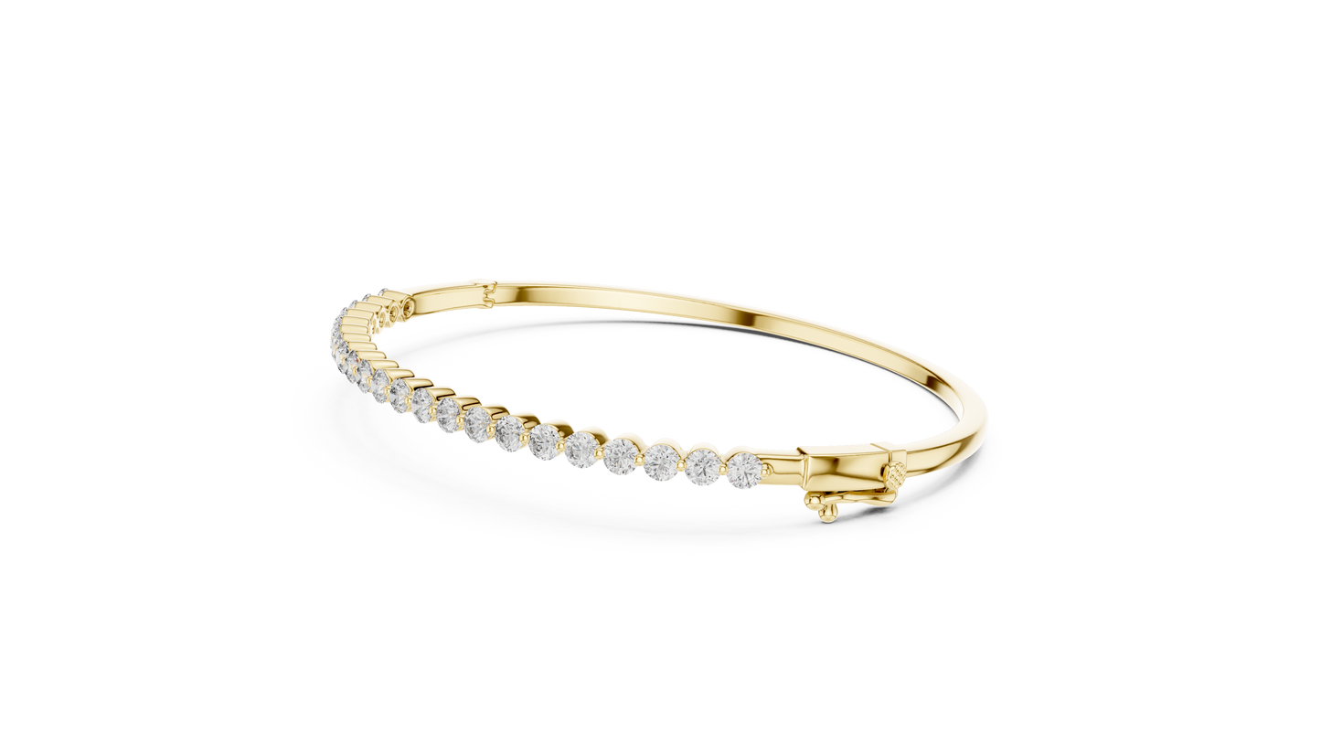 Bezel Diamond Bangle Bracelet • Luxe Minimal Silver Bracelet • Timeless Gift for Her