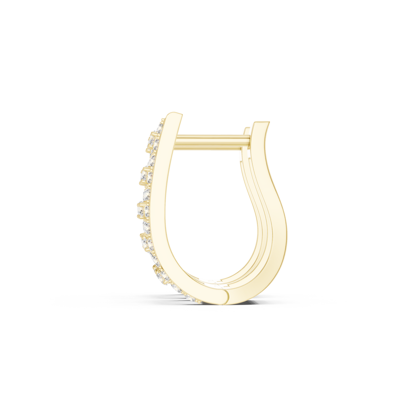 Luxe U-Curve Diamond Huggie Hoops | Modern Grid Sparkle Earrings | Trendy Everyday Earrings