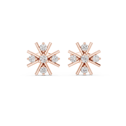 Vortex Star Diamond Studs • Multi-Spike Burst Earrings • High-Shine Gold Luxury Jewelry