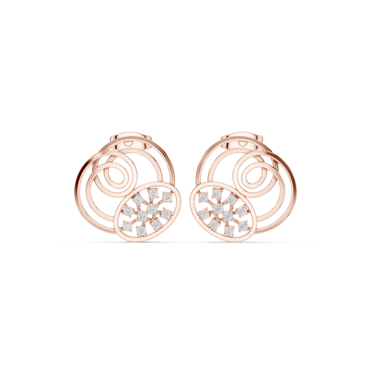 Cosmic Echo Spiral Studs • Diamond Cluster Orbit Earrings • Unique Sculptural Luxury Jewelry