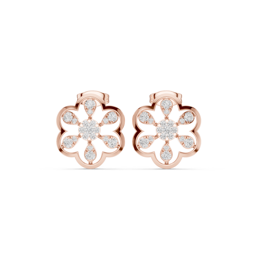 Gilded Petal Fusion Studs — Interlocked Floral Diamond Spark Earrings (Designer Exclusive)