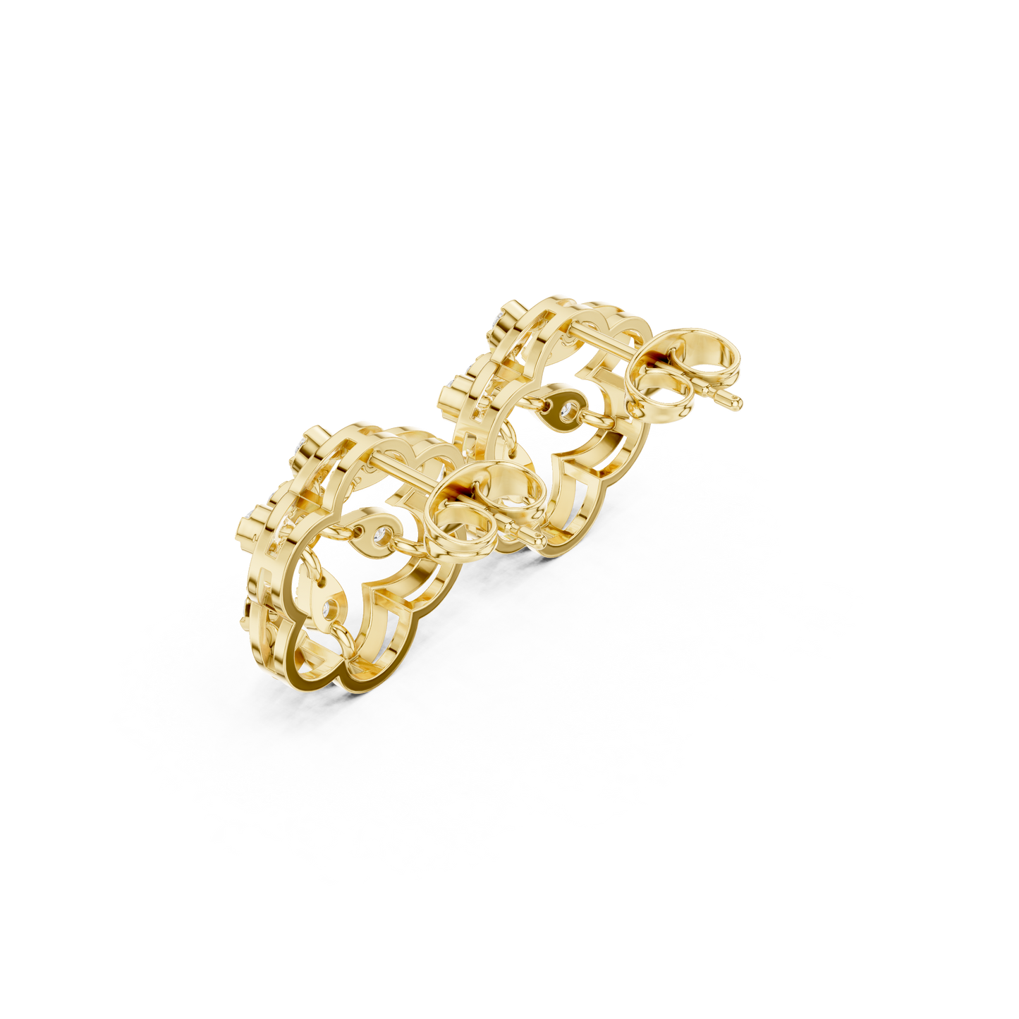 Gilded Petal Fusion Studs — Interlocked Floral Diamond Spark Earrings (Designer Exclusive)