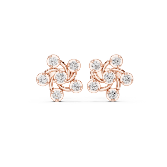 Imperial Halo Diamond Studs | Premium Gold Sculpted Art | Rare Elegant Contemporary Statement Earrings