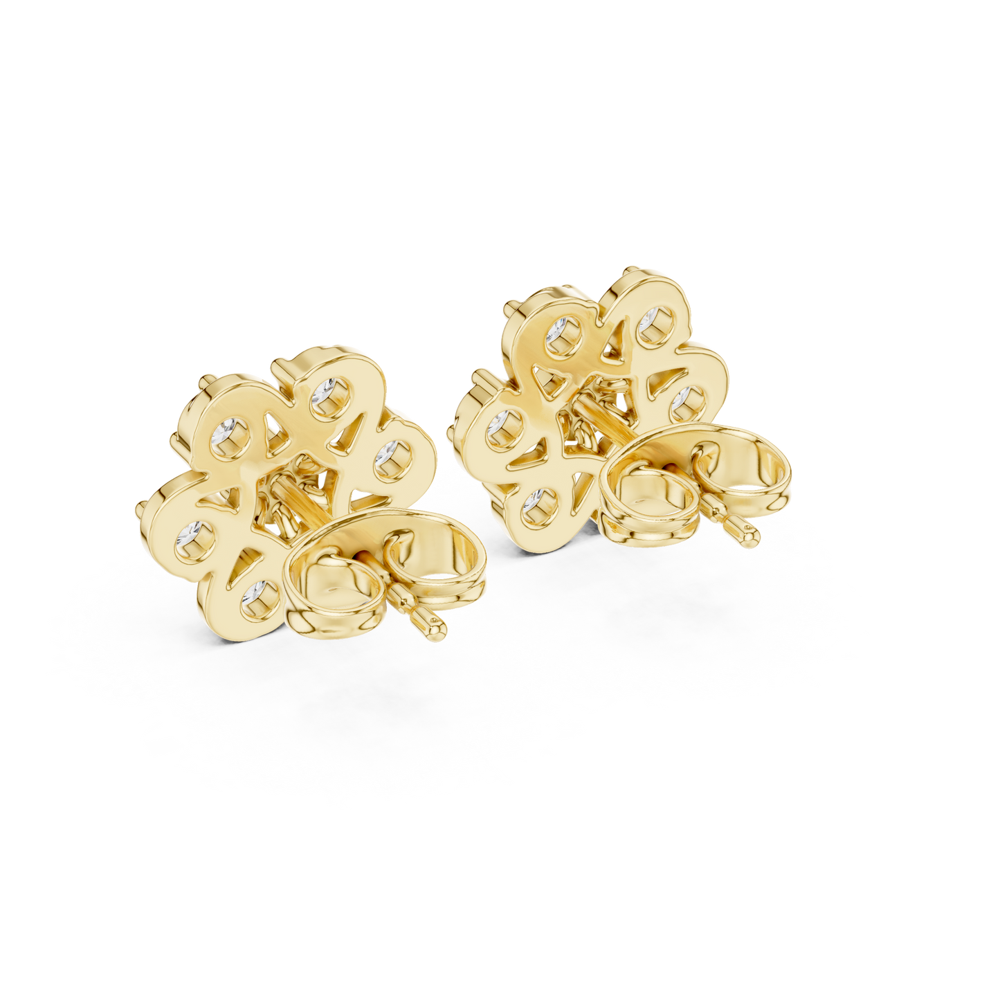 Next Generation Floral Diamond Stud Earrings Triple Gold Combo Masterpiece