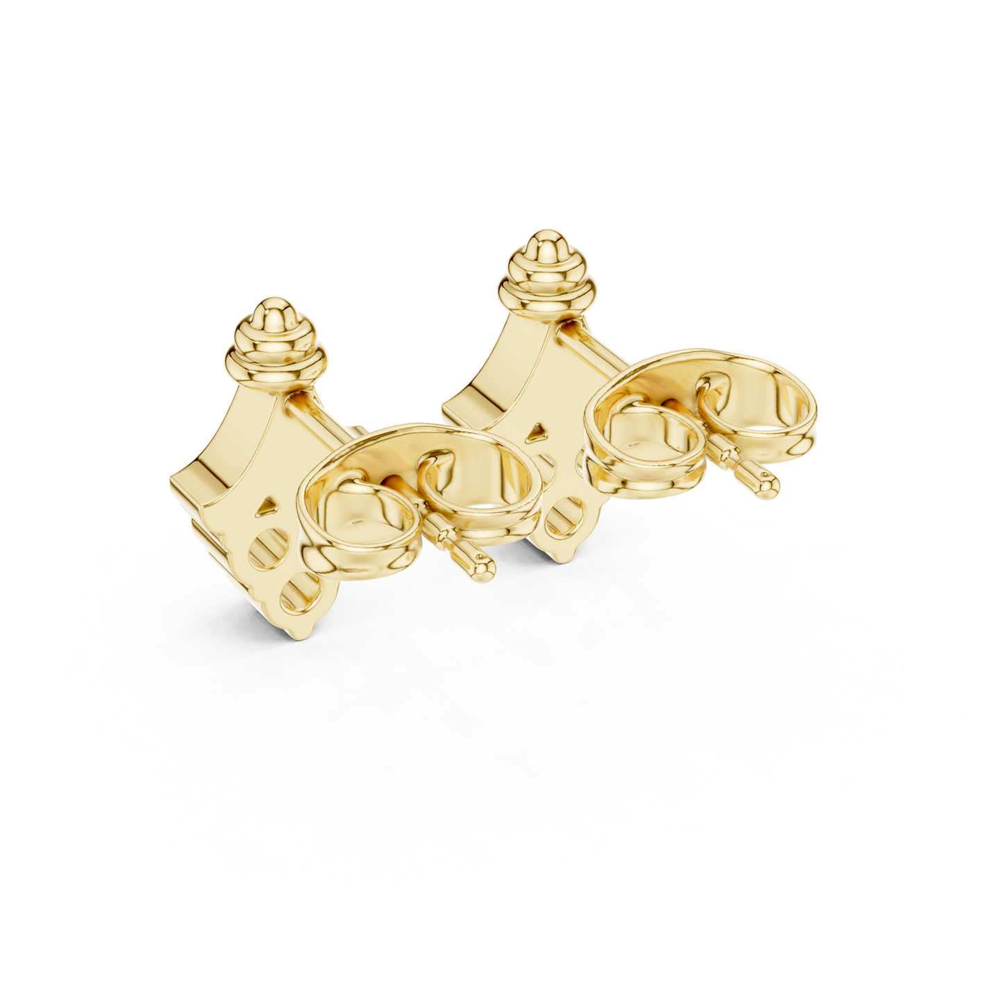 Tri-Diamond Crown Studs • Queen’s Vintage Gold Earrings • Dainty Heirloom Bridal Jewellery