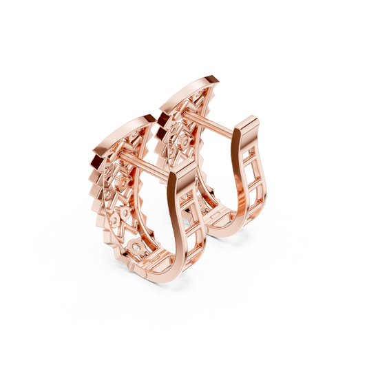 Modern Chevron Diamond Hoop Earrings in 14K Gold | Luxury Zigzag Stack Design