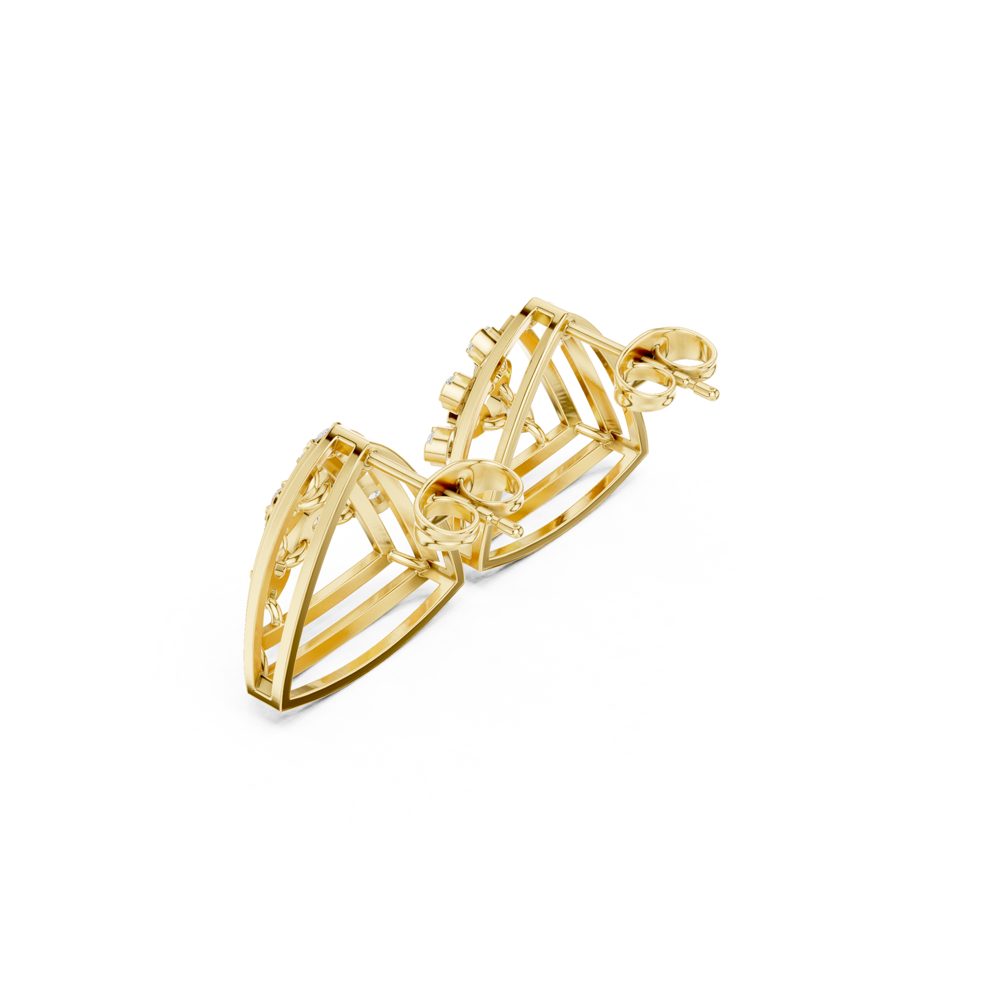 Marquise Constellation Cage Earrings – 14K Gold Sculpted Hoops with Galaxy-Inspired Diamond Bloom