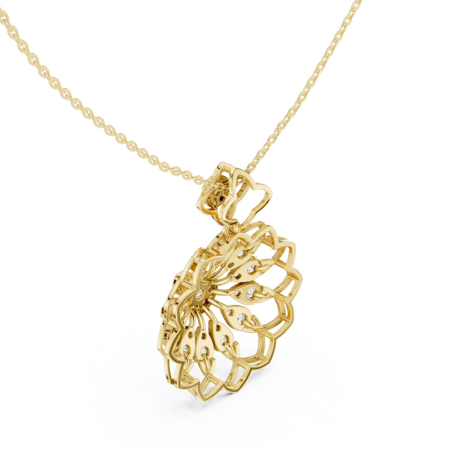 Majestic Lotus Diamond | Imperial Floral Pendant | Luxury Necklace With Regal Glow