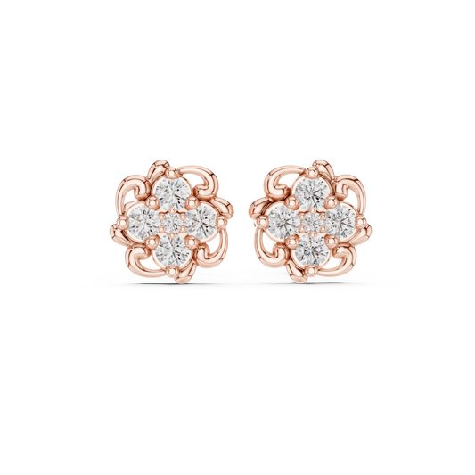 Grand Floral Diamond Earrings | Elite Silver Rose Plated Craft | Ultra Luxury Statement Jewelry Piece