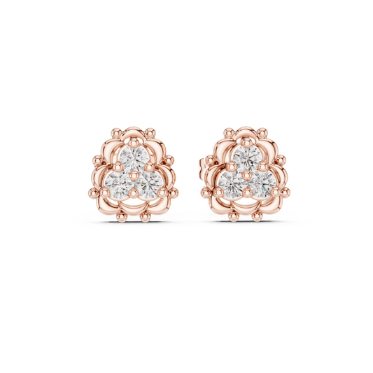 Trinity Diamond Clover Ring, 14K Gold Floral Cluster Ring, Minimalist Vintage-Inspired Promise Ring, Dainty Everyday Stack Ring