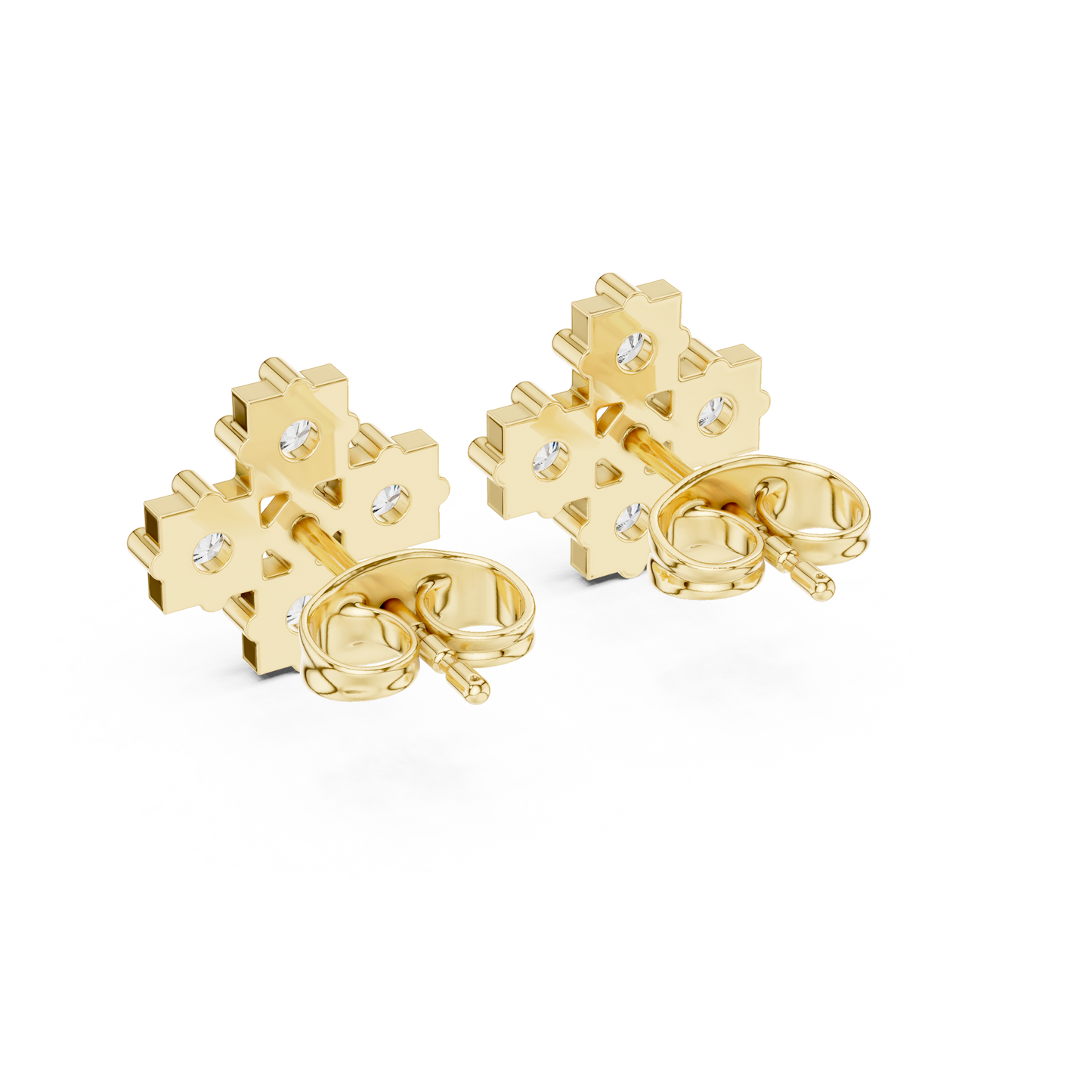 Diamond Cross Stud Earrings in 925 Sterling Silver | Luxury Minimalist Bridal Everyday Studs