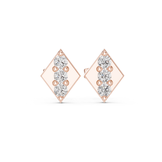 Sleek Diamond Stud Earrings | Contemporary Geometric Gold Fine Jewelry | Diamond Bar Stud Earrings | Modern Gold Minimal Earrings for Work & Party