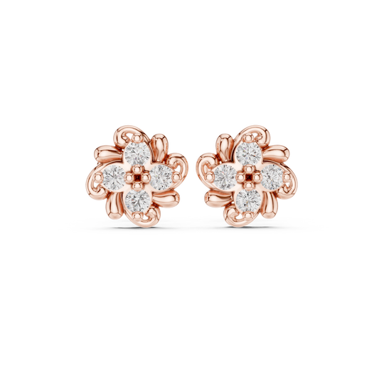 Minimalist Flower Earrings, CZ Floral Stud Earrings, Delicate Silver Studs, Simple Elegant Earrings, Gift for Mom