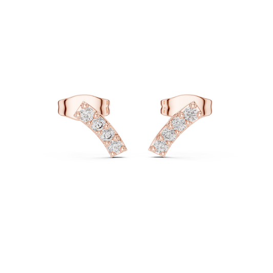 Curved Bar Diamond Stud Earrings, Minimalist Sparkle Ear Climbers,925 Sterling Silver, Silver Gold Plated , Everyday Dainty Earrings