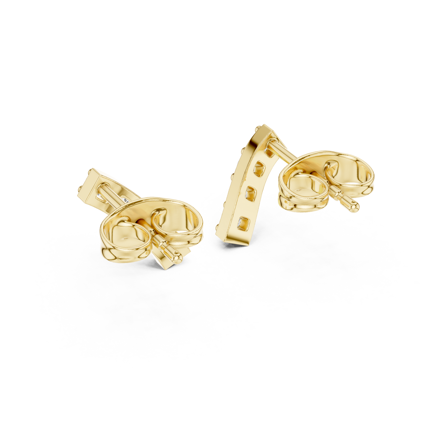 Curved Bar Diamond Stud Earrings, Minimalist Sparkle Ear Climbers,925 Sterling Silver, Silver Gold Plated , Everyday Dainty Earrings