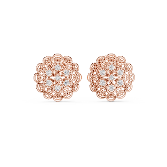 Quiet Luxury Diamond Flower Studs, Minimal Heirloom Floral Earrings in 925 Sterling Silver