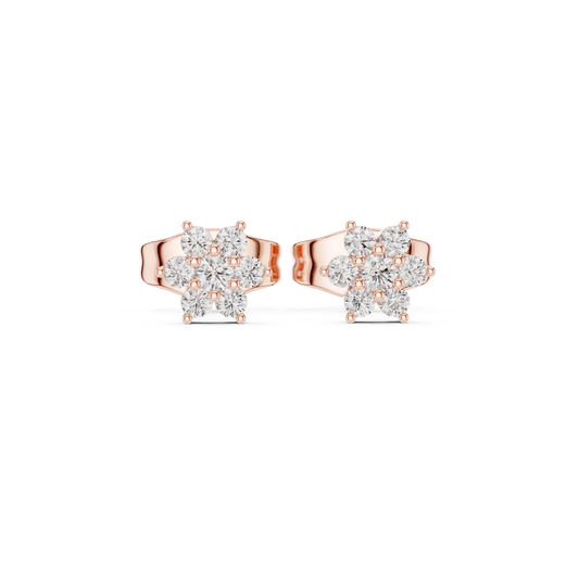 Cute Flower CZ Stud Earrings, Small Cluster Studs, Birthday Gift Earrings for Her