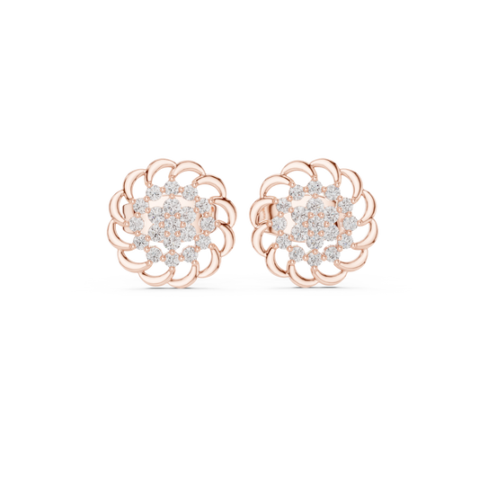 Everyday Moissanite Stud Earrings in Silver Gold Plated, Floral Diamond Cluster Studs, Elegant Gift Earrings