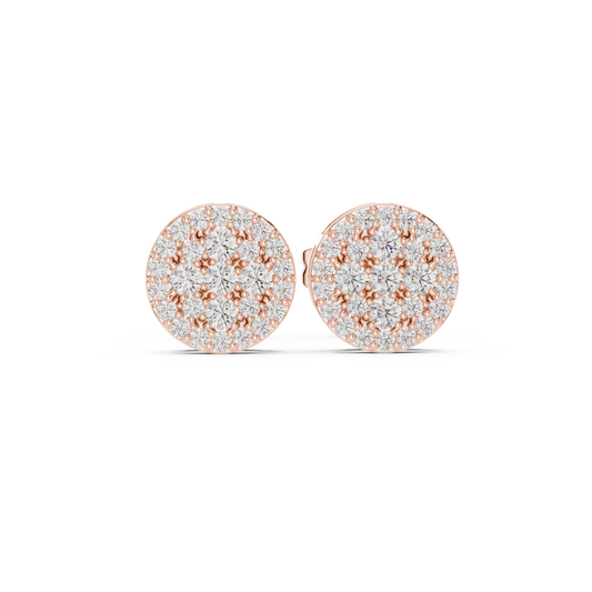 European Boutique Pavé Studs, Round Cluster Diamond Look Earrings, High-End Minimalist Fine Jewelry