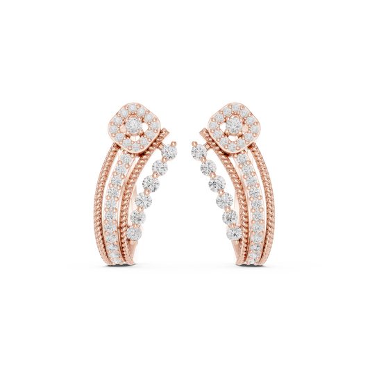 Estate Style Diamond Huggies, Antique Milgrain Pavé Hoops, Classic High-End Hoop Earrings, 14K Gold