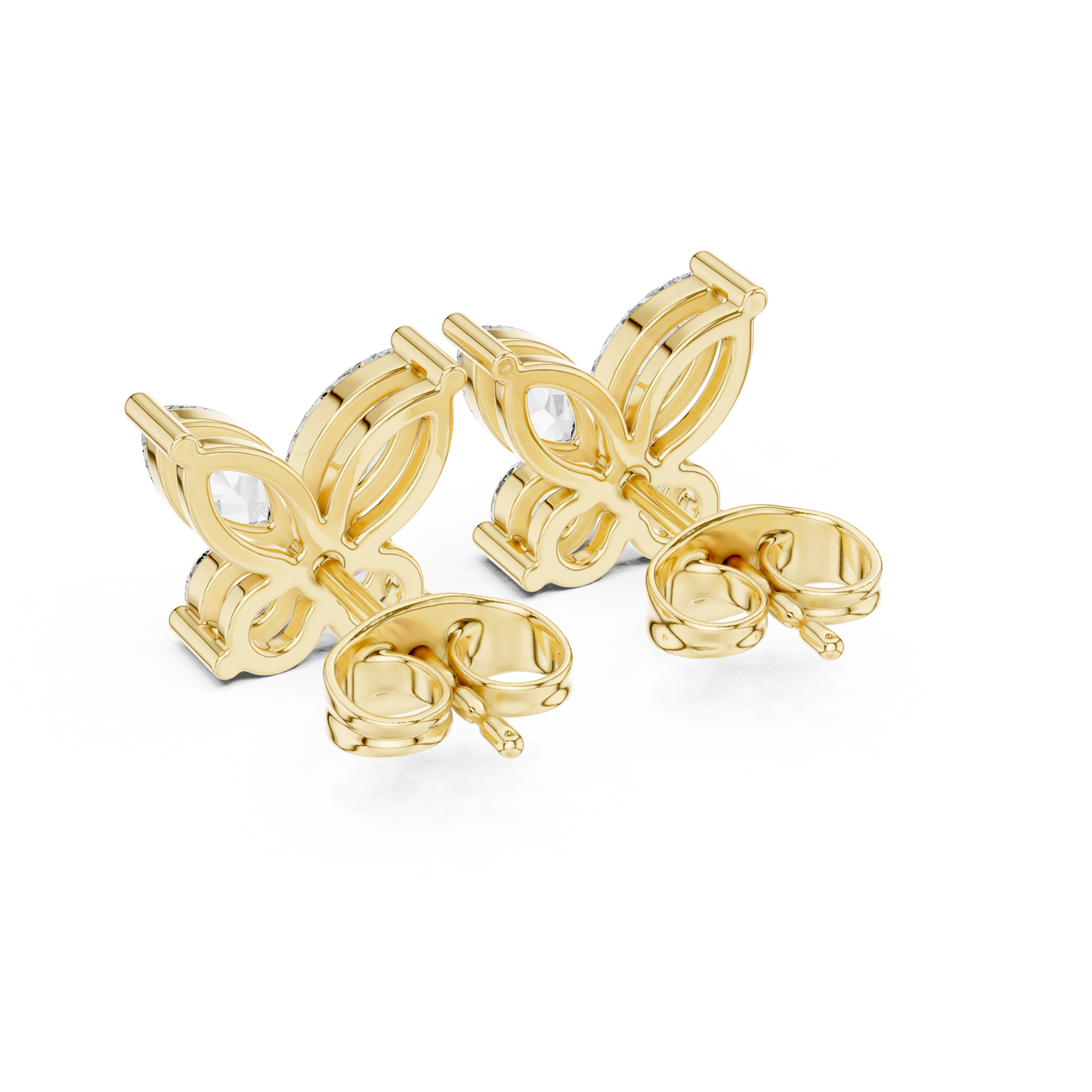 Butterfly Shape Diamonds • Dainty Everyday Earrings • Brilliant Cluster Studs • Gift Sparkle For Her