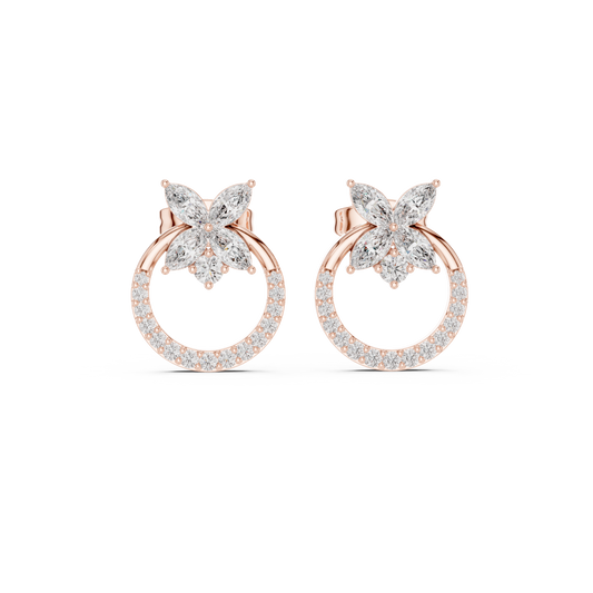 Small Hoop Stud Earrings • Modern Pave Mini Hoops • Chic Minimal Gold Earrings for Women