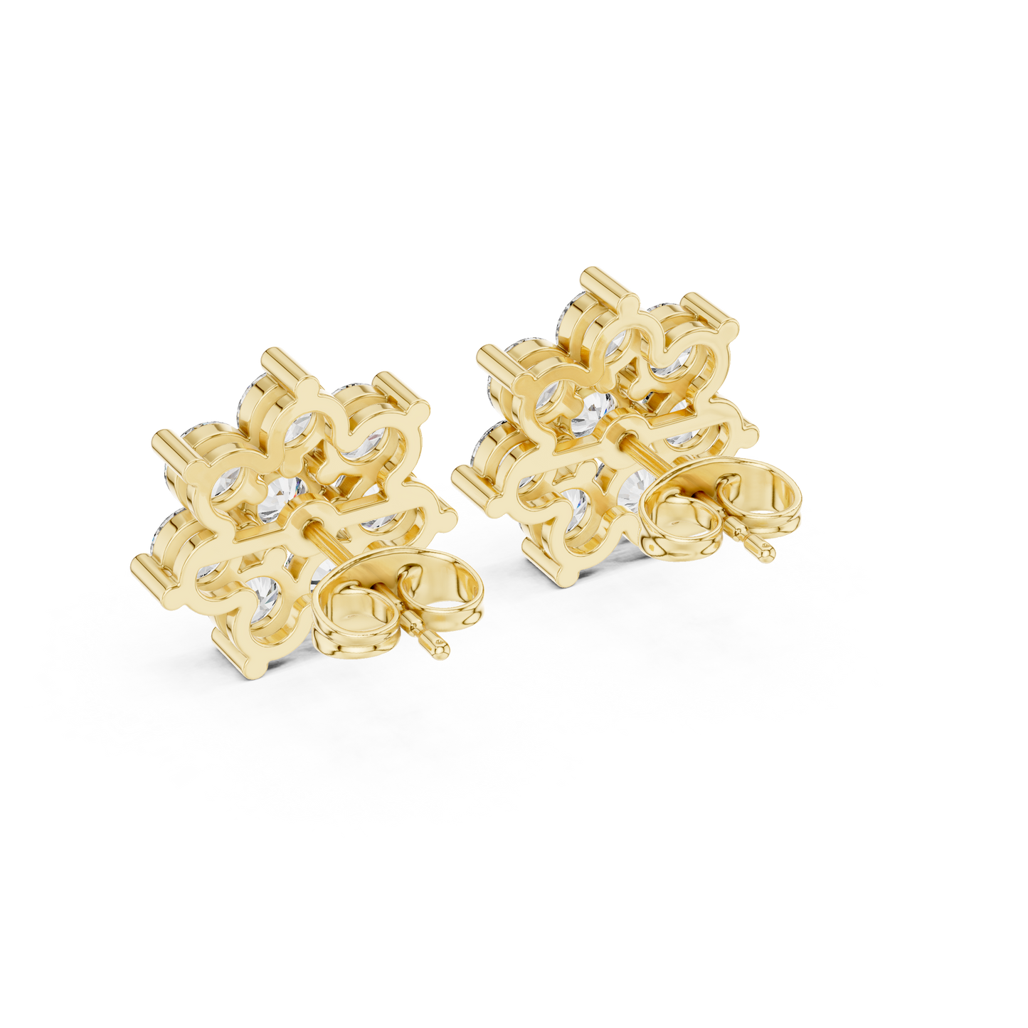 Moissanite Flower Stud Earrings | Round Cut Cluster Bridal Studs | Round Brilliant Diamond Flower Earrings | Premium Cluster Studs