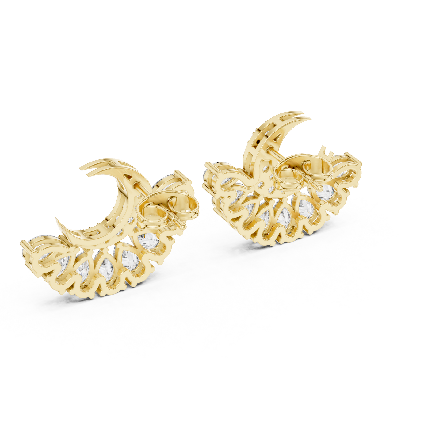 Crescent Moon Diamond Jacket Earrings – Pear Cut Detachable Ear-Jackets – Celestial Studs Gift for Her