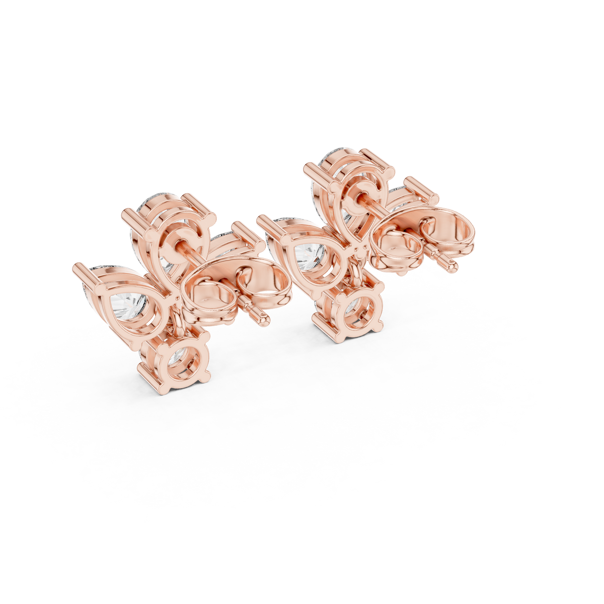Petite Butterfly Diamond Stud Earrings | Pear Cut Diamond Cluster | Daily Wear Luxury