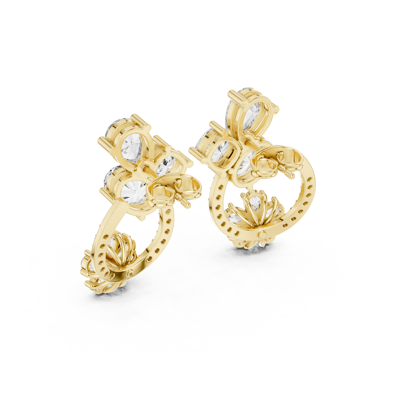 Opaline Bloom Cluster Hoops • Brilliant-Cut Diamond Floral Studs • Luxe Minimal Earrings