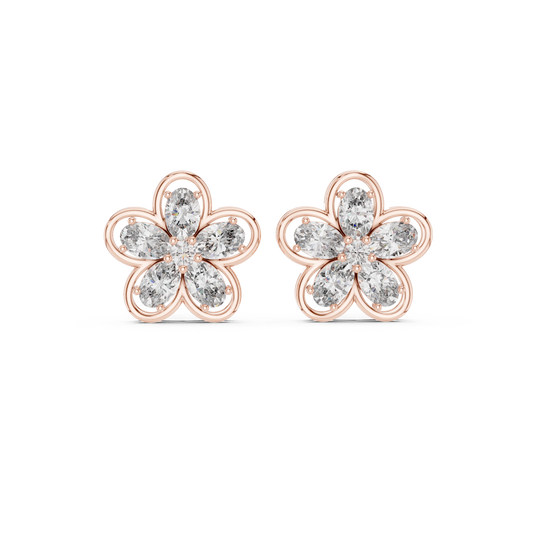 Muse Petal Marquise Diamond Studs | Fine Gold Floral Cluster | Elegant Gift for Elegant Women