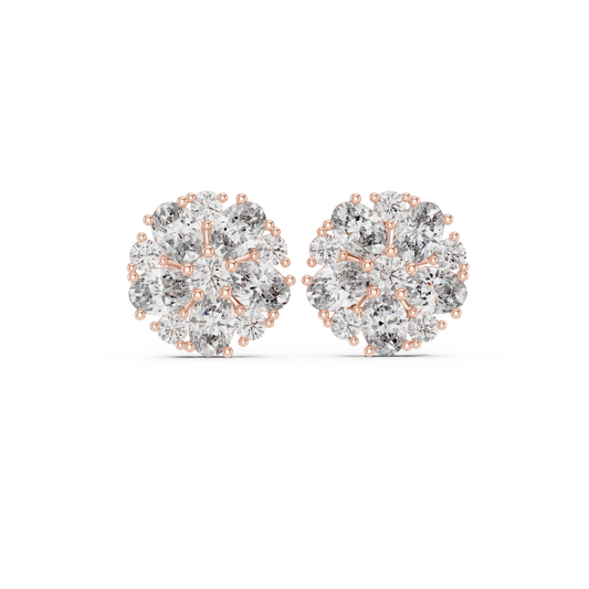 Blazing Cluster Diamond Studs · High-Sparkle Gold Earrings · Wedding & Daily Wear · Handcrafted Gold Luxury