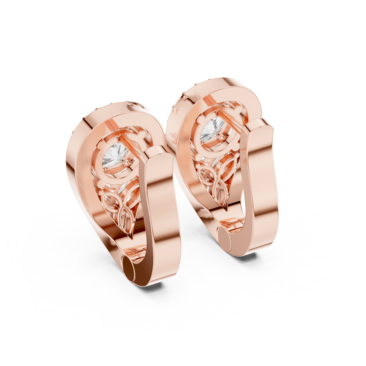 Goddess Teardrop Diamond Earrings | Halo Lab Stone Studs | Elegant Gold Earrings