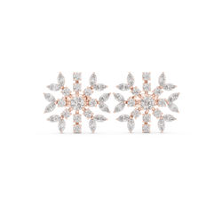 Winter Snowflake Diamond Earrings • Gold Marquise Cluster Studs • Minimalist Bridal Stud Earrings