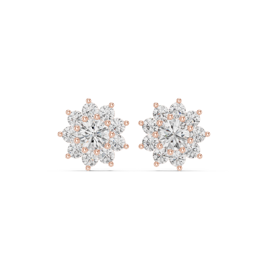 Parisian High Jewelry Stud Earrings – Diamond Blossom Cluster - Heritage Diamond Flower Cluster Studs – Timeless High-Jewelry Design