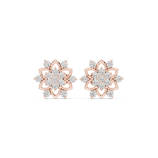 Diamond Rosette Studs in Solid Gold | Heirloom-Grade Fine Jewelry | Sculptural Diamond Petal Earrings | Private Collection Fine Jewelry