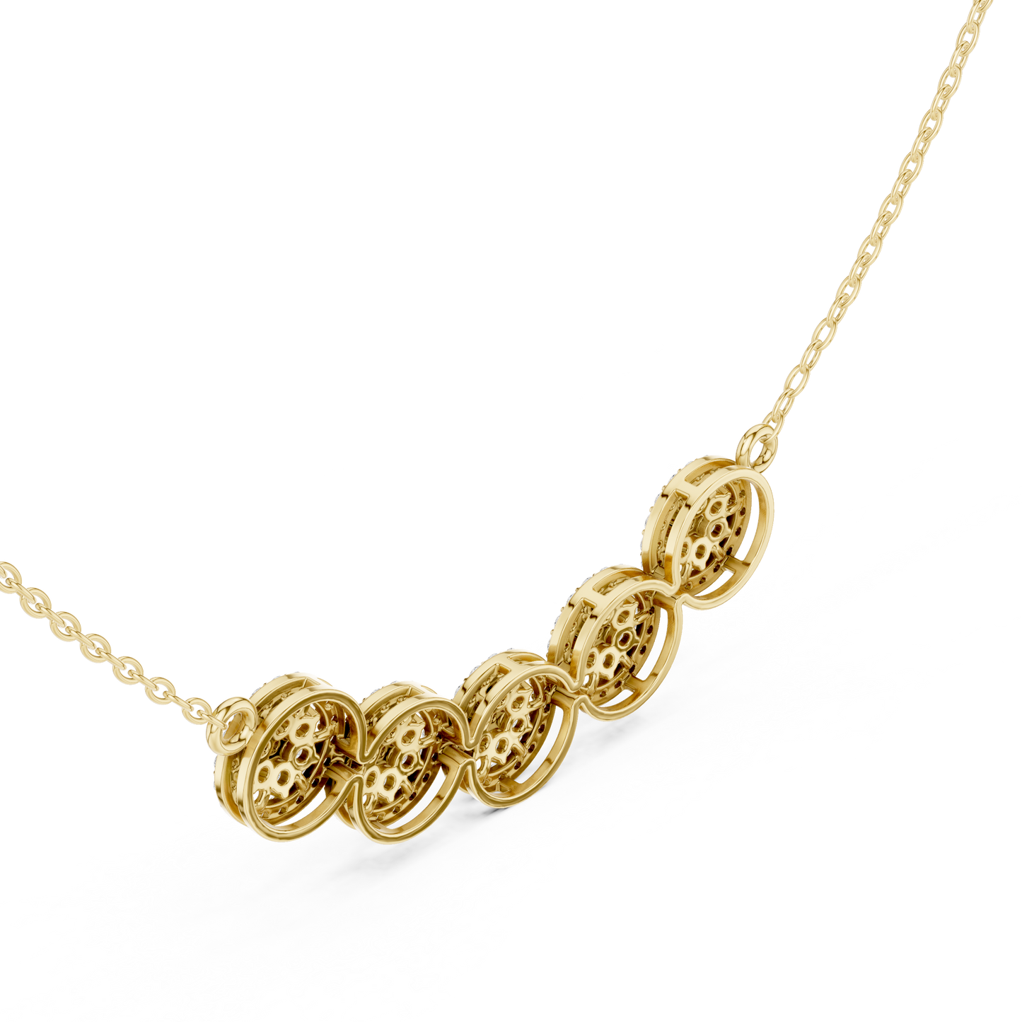 Statement Diamond Mangal Sutra | Five Round Halos | Luxury Bridal Daily Wear Necklace