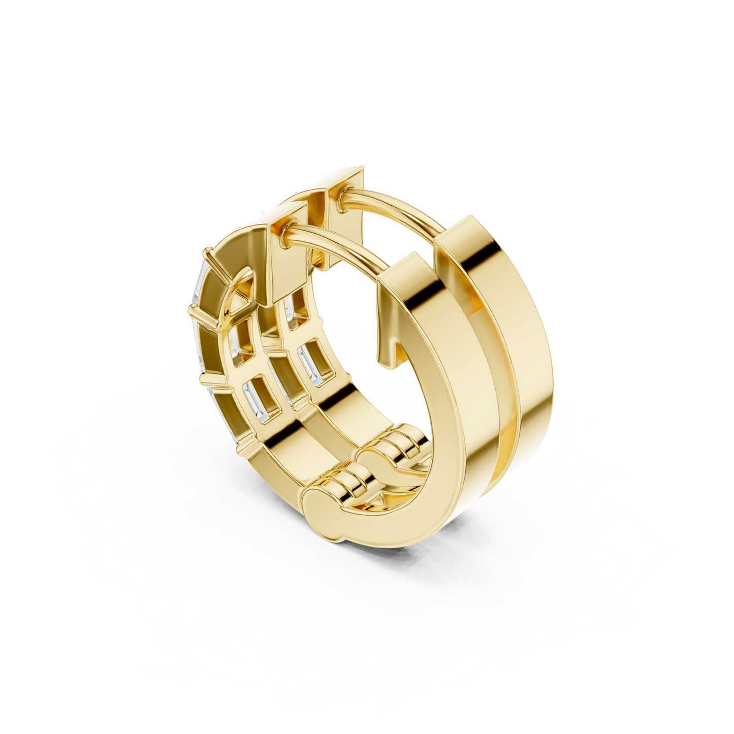 Exclusive Emerald Cut Diamond Huggies ā Premium Craftsmanship - Invitation-Only Emerald Cut Diamond Hoops ā High Jewelry Craft