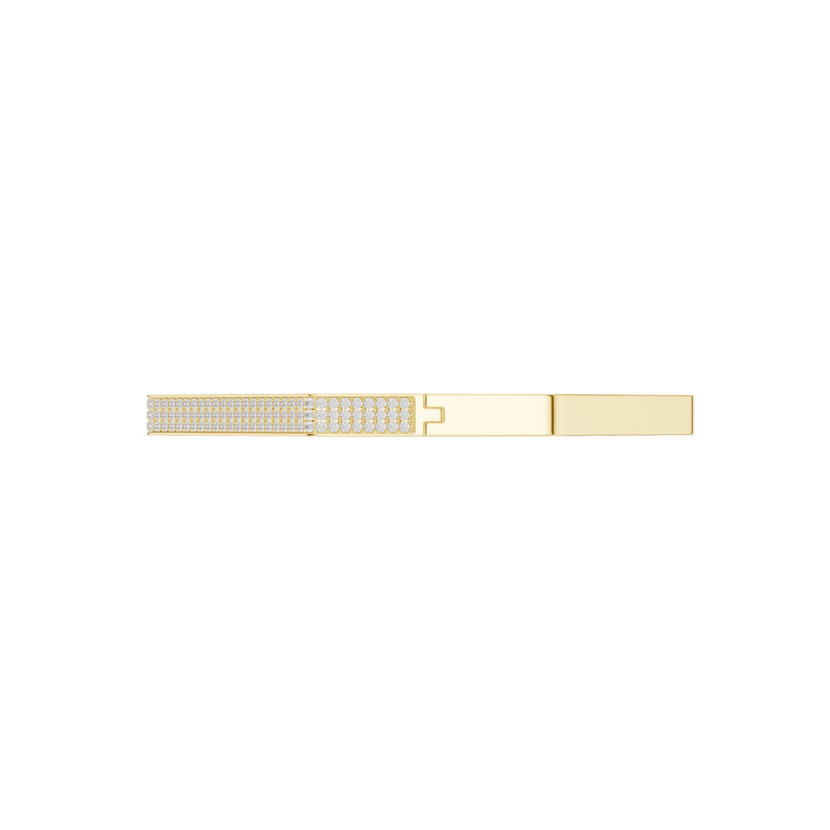 Angle 12 Open Velvet Display Angle: Elegant store display setup showing the mens pave link bracelet resting on soft black velvet cushion, highlighting color contrast, clean metallic reflective surfaces, and high polish handcrafted detailing.