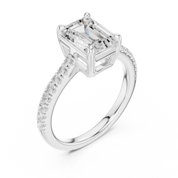 Close up view of the engagement ring presented in a plush velvet gift box, highlighting the luxury presentation and sparkling diamond facets, making it an incredible romantic proposal gift or special anniversary surprise for her.