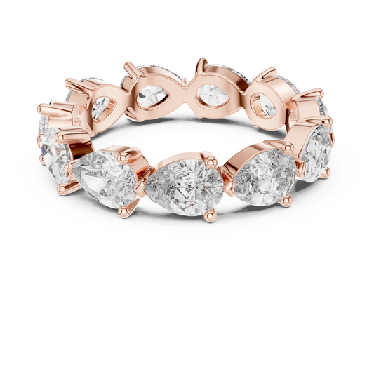 Pear Cut Full Eternity Ring • Brilliant Moissanite Diamond Band • High-Shine Anniversary Gift