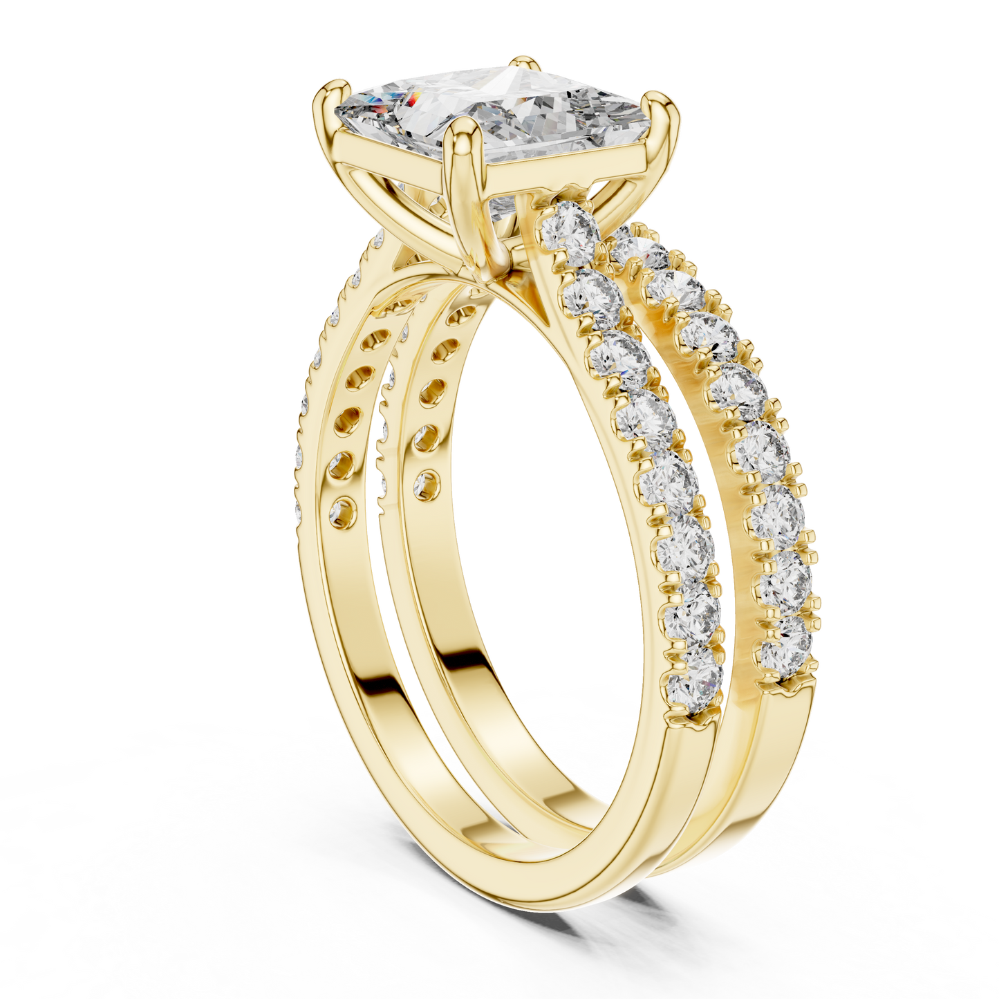 1.61CtPrincess Cut Wedding Ring Set for Women–Two Band Engagement Set –Dainty Bridal Jewelry