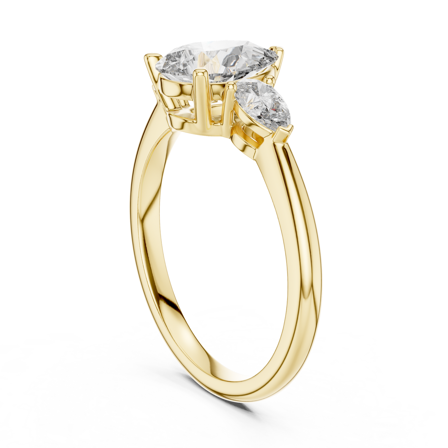 1.20CtPear Three-Stone Anniversary Ring • Marquise Diamond Accent • Gold Engagement Ring • Handmade Luxury Jewelry