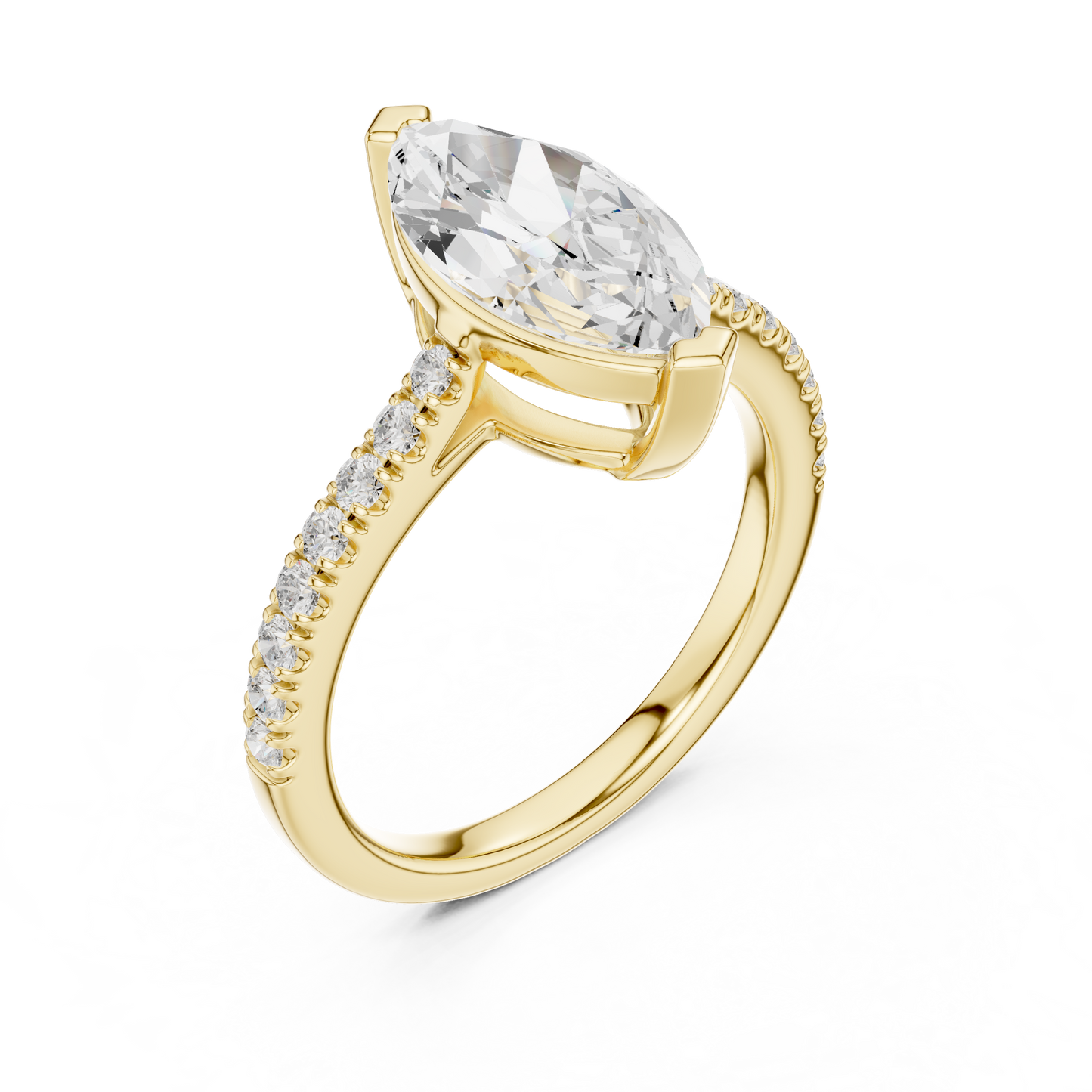 2.00Ct Marquise Cut Solitaire Ring • Delicate Diamond Accents • Proposal Ring • Anniversary Gift for Her
