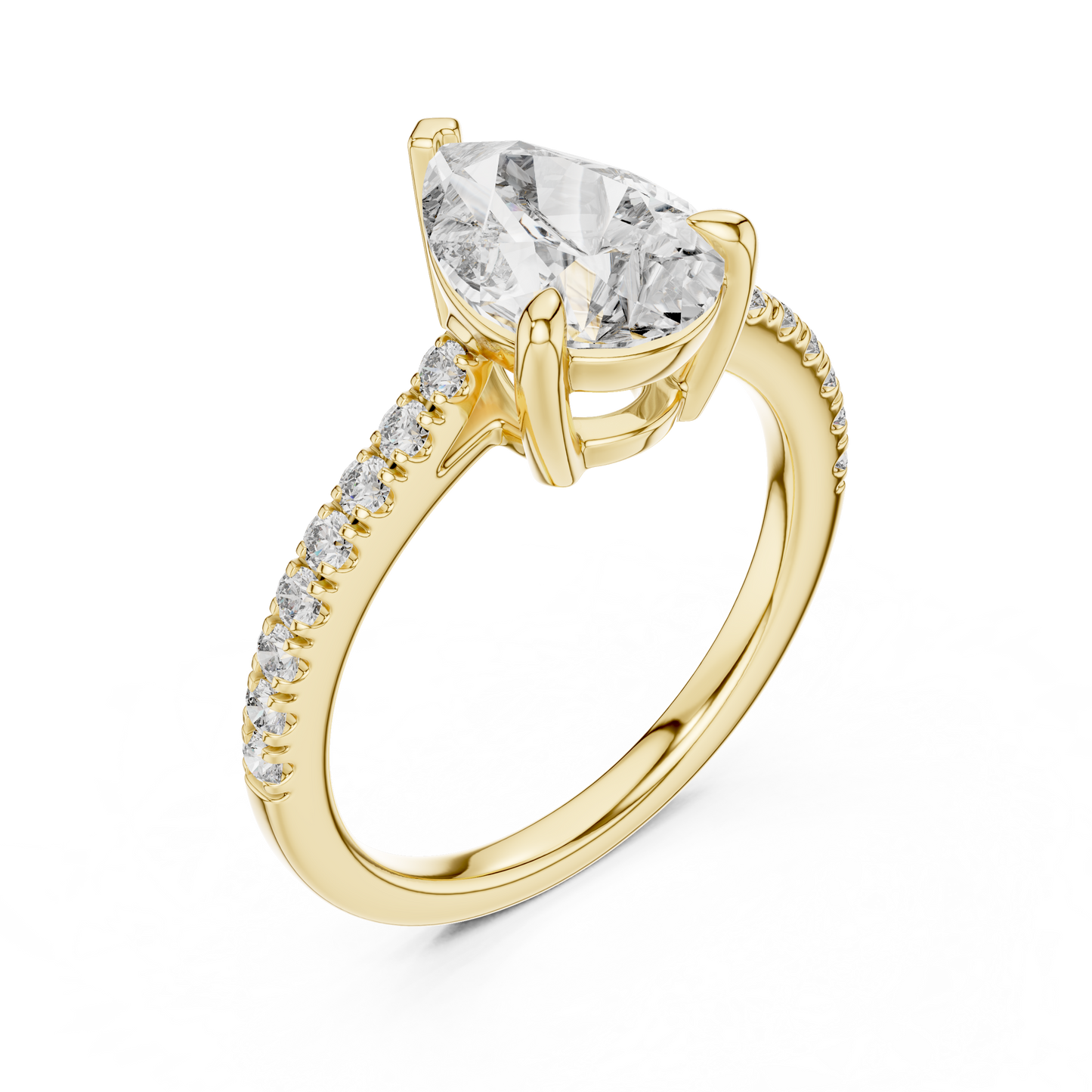2.00ct Pear Cut Diamond Engagement Ring | Micro-Pavé Cathedral Setting | Classic Teardrop Solitaire Ring
