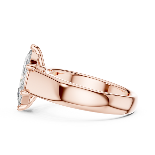 2.00Ct NovaMarquise™ Thick Gold Band Ring — Modern Knife-Edge Elegance • Statement Solitaire