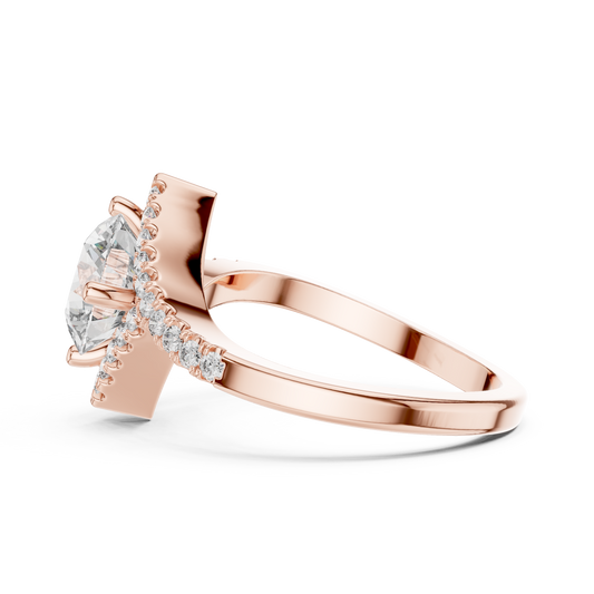 1.50Ct Lunaria Twist Halo™ Solitaire — Offset Pavé Sweep • Contemporary Engagement Ring