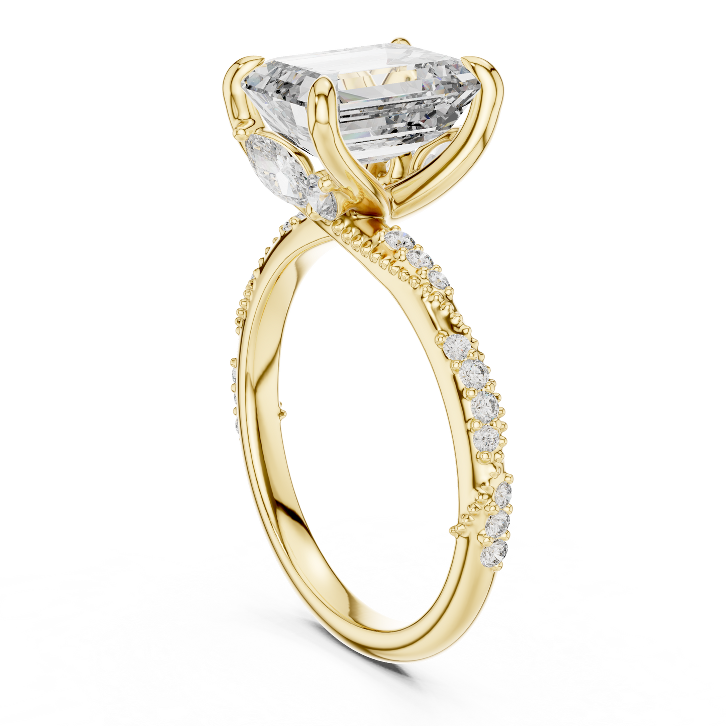 2.50Ct Golden Emerald Illusion Ring • High-Clarity Center Stone • Vogue-Inspired Engagement
