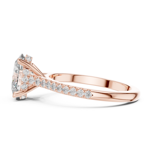 2.00Ct Celestial Oval Solitaire Ring – Radiant-Fire Diamond, Sleek Pavé Setting | Luxury Engagement Ring