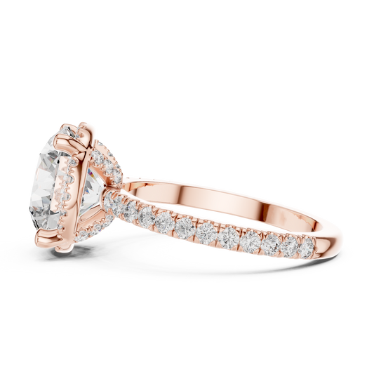 3.35Ct AstraNova Halo Sphere – High-Brilliance Diamond Core, Sculpted Luxury Pavé Shank”